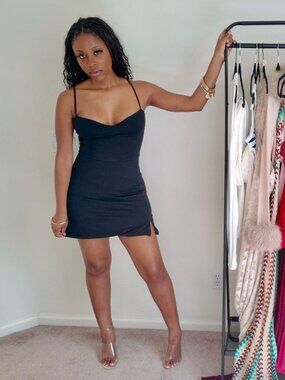 "Emmy" Modal Sweetheart Mini Dress - Oh Polly (Black)